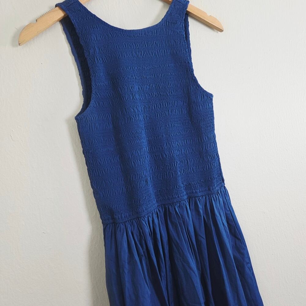 NWT Madewell Melody Smocked Midi Dress XS | Blue Moon Cotton Poplin Pockets - Picture 9 of 12
